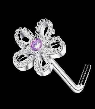 Silver L shape nose ring