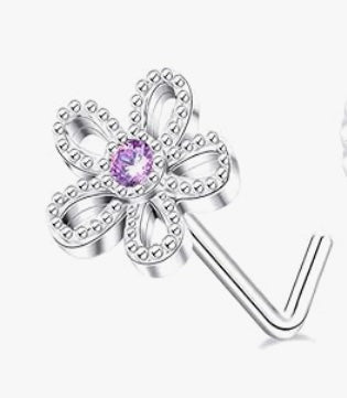 Silver L shape nose ring