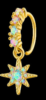 Gold colorful nose hoops