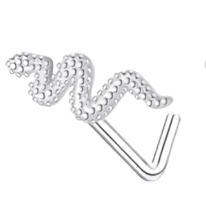 Silver L shape nose ring