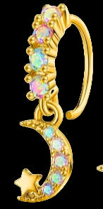 Gold colorful nose hoops