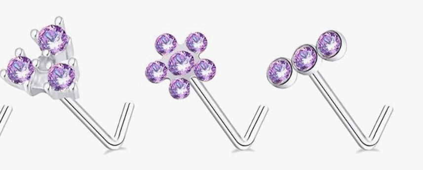 Silver L shape nose ring